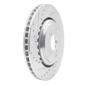 Acura TLX Brake Rotor (1) - Front Left - R1 Concepts - Drilled & Slotted - Silver - `14-`20
